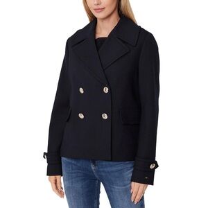 Tommy Wool Blend Caban Peacoat Classy Jacket Coat